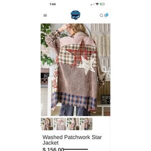 Oli &Hali Washed Patchwork Star Corduroy Jacket S – Plaid Flannel Boho Shacket R